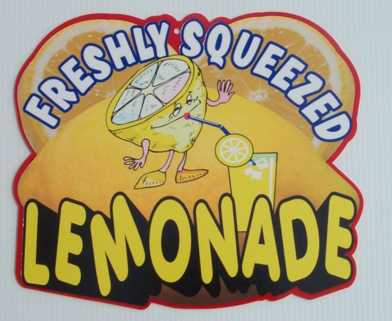 DIECUT PLEXIGLASS FRESH SQUEEZED LEMONADE LEMON SIGN  