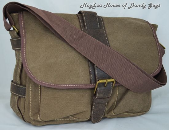 Mens Cotton Canvas Casual Medium Size Daily Messenger Shoulder Bag 