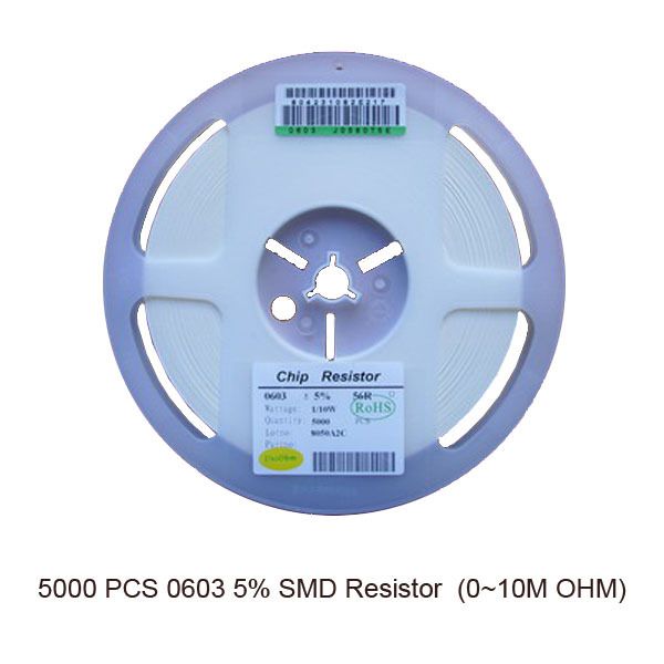 0603 5% SMD Resistor (0~10M OHM) QTY= 5000 PCS A Roll  