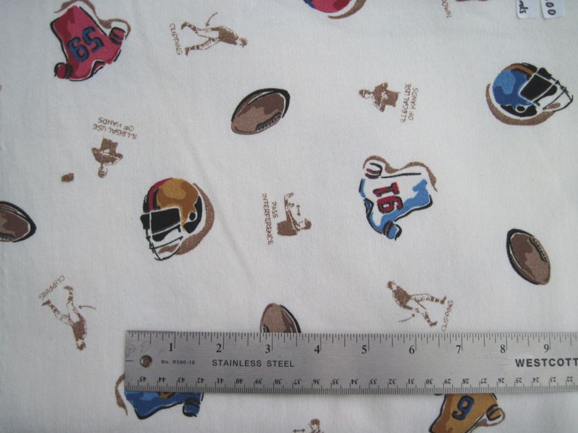 FABRIC WHITE SPORTS FOOTBALL FLEECE 3 YDS #1006  