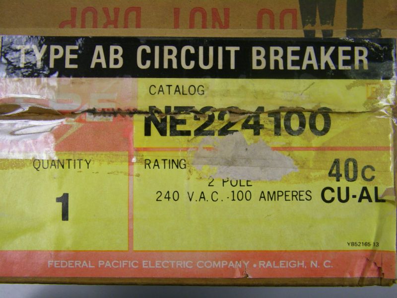 NEW FPE MODED CASE CIRCUIT BREAKER 2P 100A NE224100  