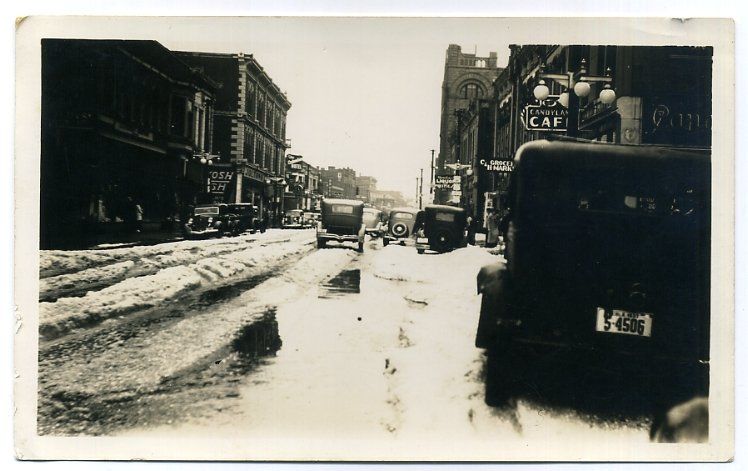 1930s Photo~busy street scene~snow~Denver?, Colorado  