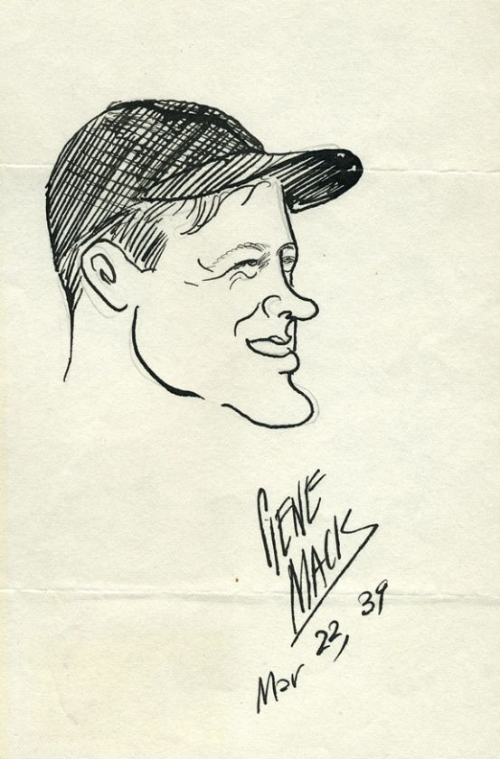 39 ORIGINAL COMIC ART ILLUSTRATION BASEBALL PLAYER LOU GEHRIG SIGNED 