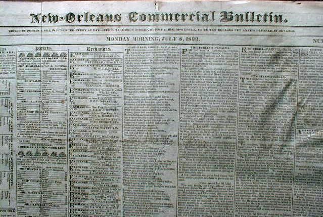 1833 NEW ORLEANS newspaper LOUISIANA Financial & Business MANY illust 