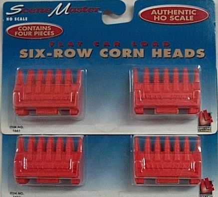 Lifelike HO 1/87 Flat Car Load 6 Row Corn Head 4 Pc Lot  