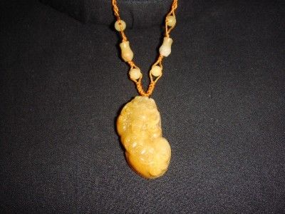 Yellow Jade Pi Xiu Yao Xie Dragon Feng Shui Pendant  