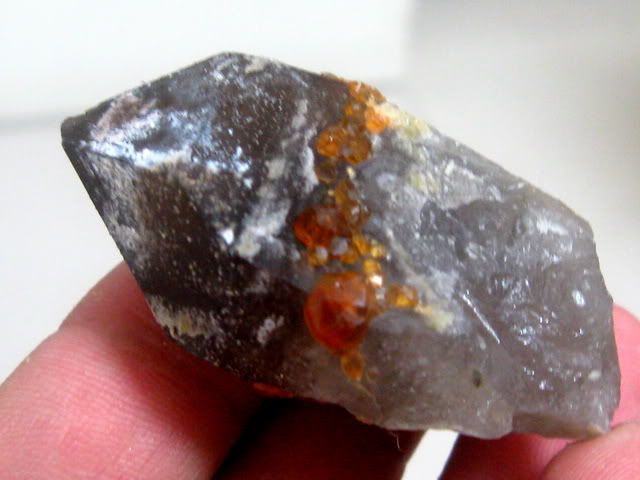 Gemmy Spessartine & Quartz Mineral Crystal Specimen  
