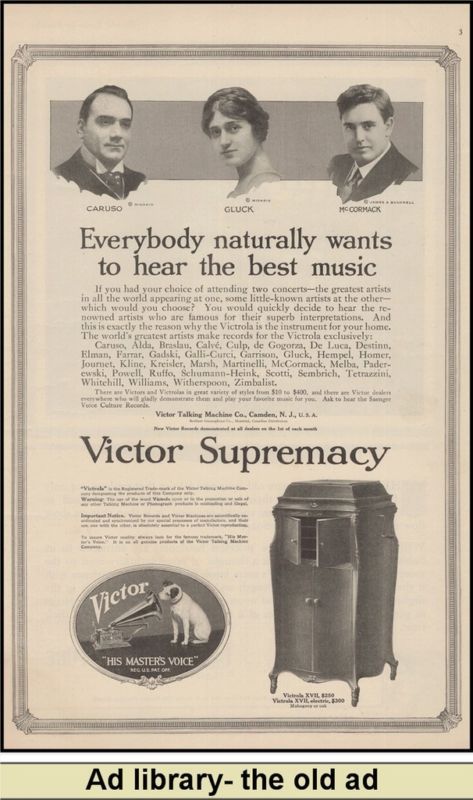 1917 AD Victrola Phonograph XVII McCormack Gluck Caruso  