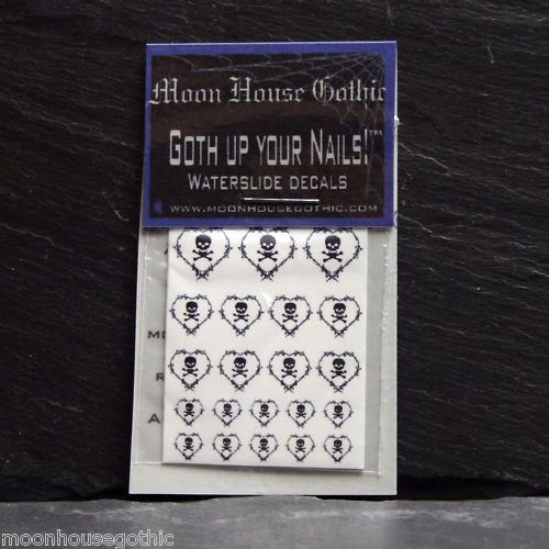 21 Gothic Barbed Wire Heart Death Skull Nail art decals  
