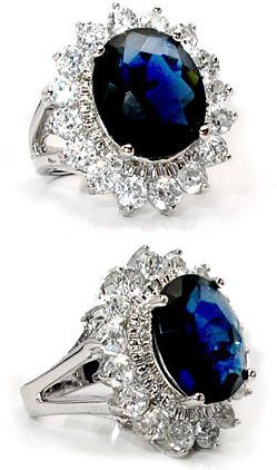 ROYAL REPLICA ENGAGEMENT BLUE CZ RING Sz 4,5,6,7,8,9,10  