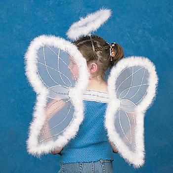 19 White Marabou Feather Angel Wings And Halo Costume 887600048201 