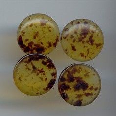 18 VINTAGE ITALIAN OLIVE AMBER 15MM ROUND CABOCHON 2977  