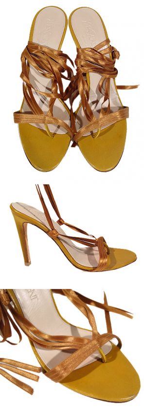 3410 auth YVES SAINT LAURENT satin Sandals Shoes 37  