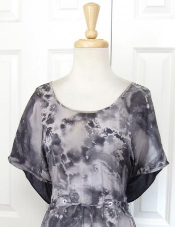 Chic RAG & BONE Gray & Navy Print Silk Blend Dress Sz 8 M  