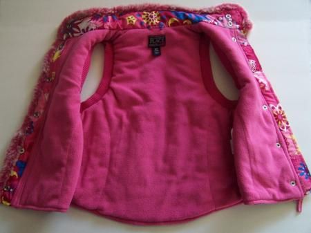   Childrens Place Girl Pink Funky Floral Fleece Lined Vest Jacket 7/8