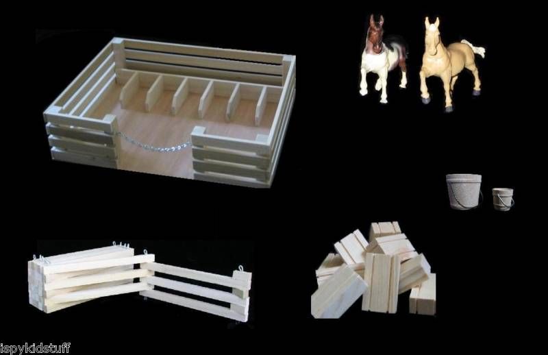 NATURAL Wood AMISH Horse Barn Farm Fence Stable TOYS  