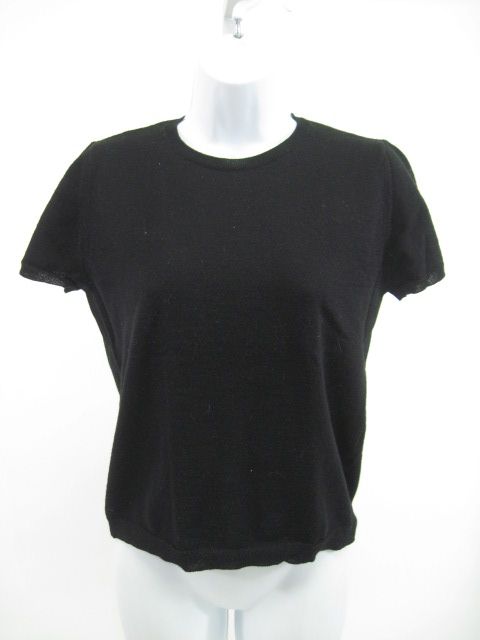 ZARA KNIT Wool Black Short Sleeve Crew Neck Top Sz M  