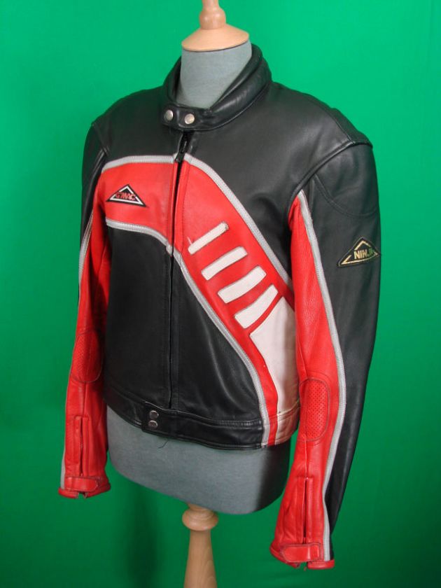   leather retro biker jacket this reeks quality 42 inch chest here are