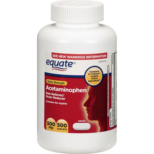 Acetaminophen 500 mg, Pain Reliever, 500 Caplets Equate  