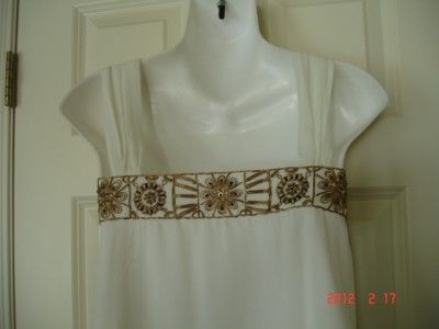 WHITE HOUSE BLACK MARKET SILK TOP SIZE MED WHITE/GOLD/BLACK  