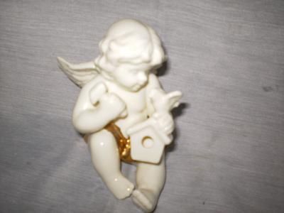 Porcelain,White/Gold,Angel,Bird, & Birdhouse,Figure  