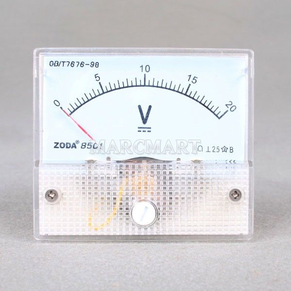 White DC 20V Analog Volt Voltage Panel Meter Voltmeter Gauge 85C1 High 