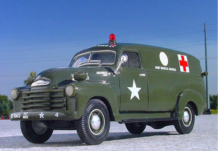 VR   ARMY MASH 49 Chevy Ambulance / Hearse   First Gear  