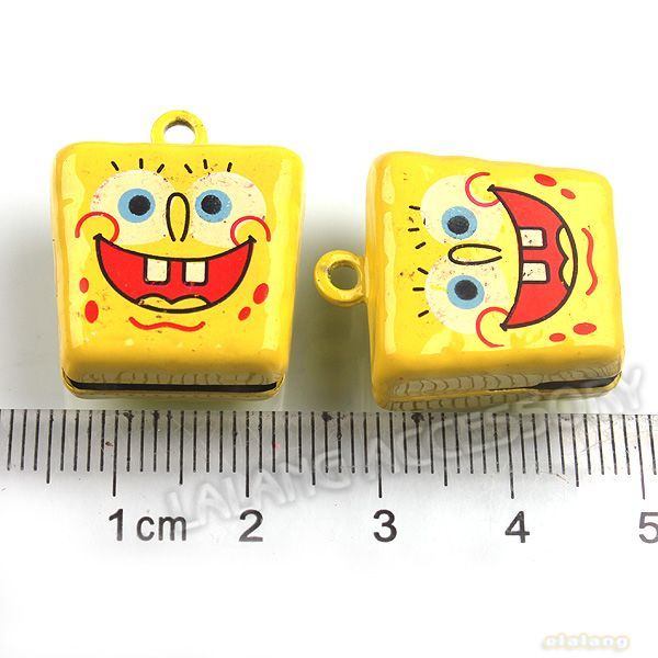 25pcs 270067 New Yellow Spongebob Charms Jingle Bell 20mm Fit Festival 