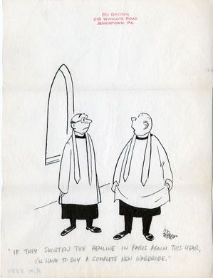 BO BROWN   PANEL CARTOON ORIG ART   TWO PRIESTS  