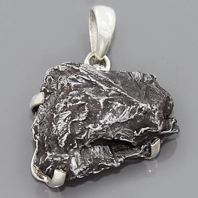 Rare Space Sikhote Alin Meteorite Gemstone 925 Sterling Silver Pendant 