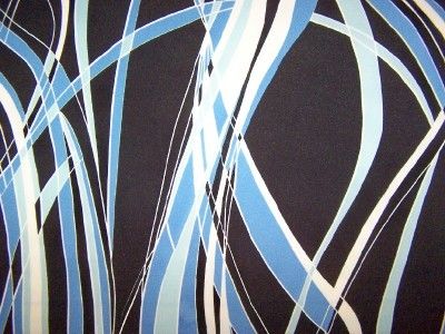 LAST PIECE PERIWINKLE WHITE & BLACK SWIRLY PRINT LYCRA STRETCH FABRIC 