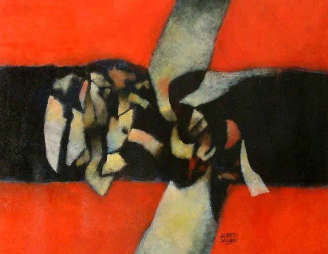 RED EQUILIBRIUM Peru Original OIL Painting Abstract Art  