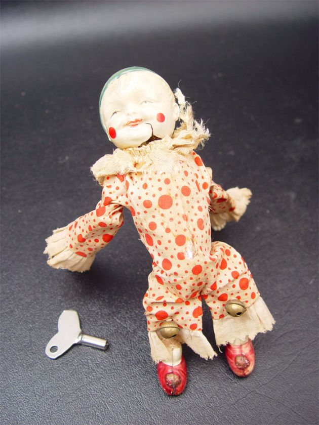 Vintage 1940s Japan Celluloid Wind Up Acrobatic Clown  