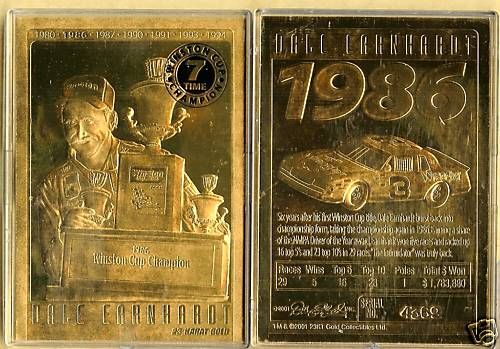 DALE EARNHARDT 23kt GOLD CARD SERIAL# 1986 2nd WCC  