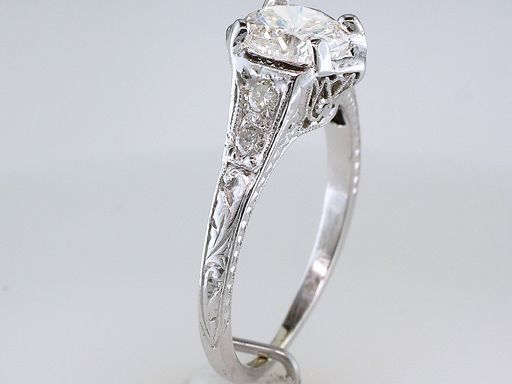   Antique 1ct Diamond Platinum Art Deco Filigree Engagement Wedding Ring