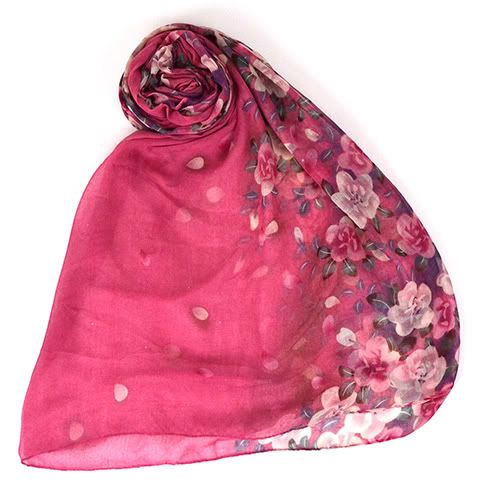   STYLISH Light & Thin Floral Fade Pastel Spring Flower Scarf  