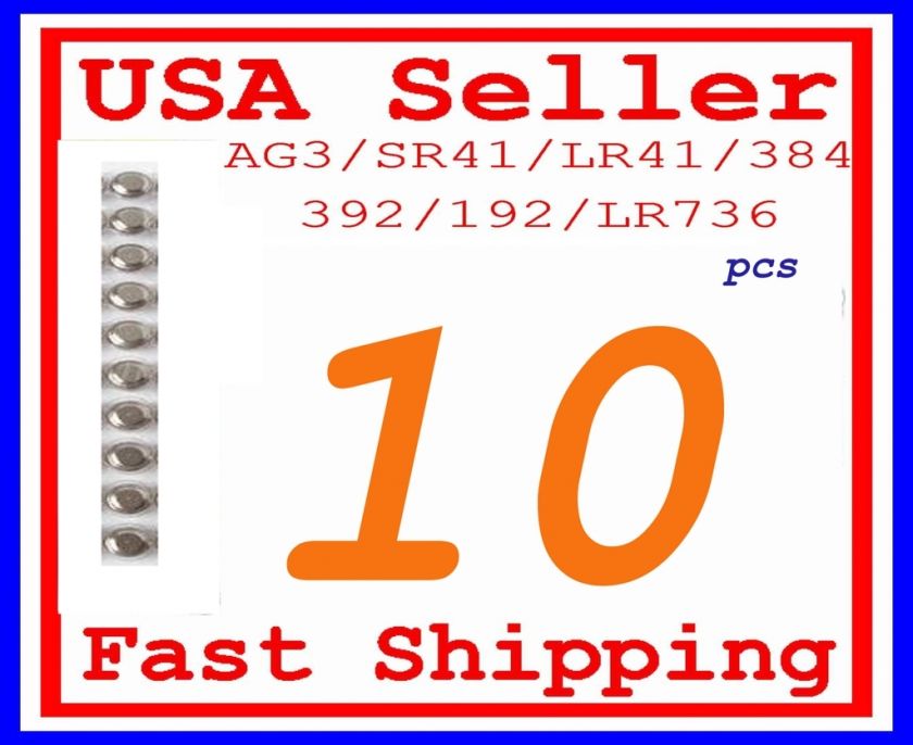 10 AG3 LR41 SR41 LR736 V36 V392A Alkaline battery  