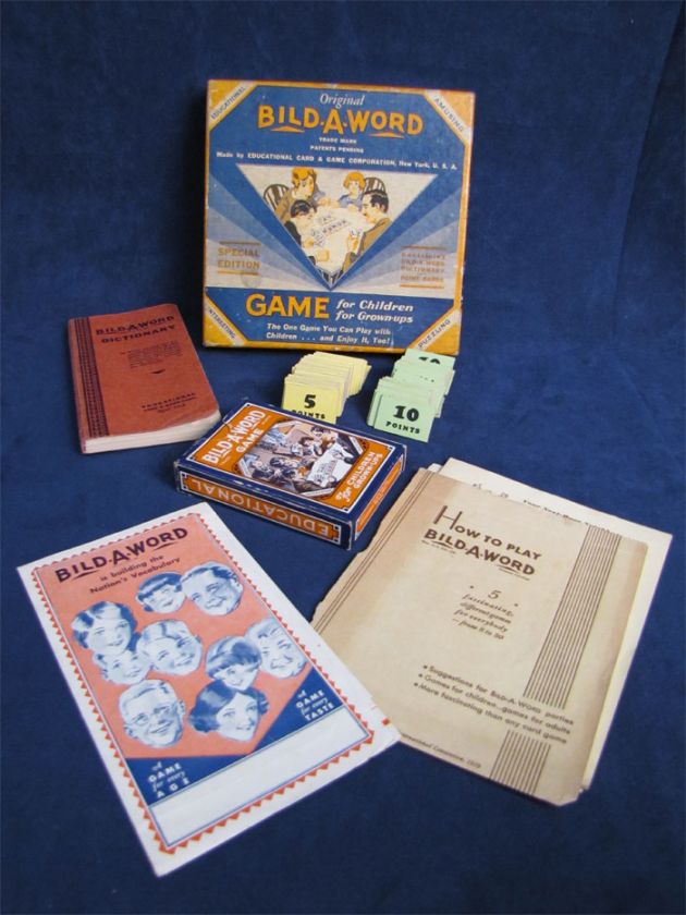 Vintage 1929 Bild a Word Game in Box Vocabulary Build  