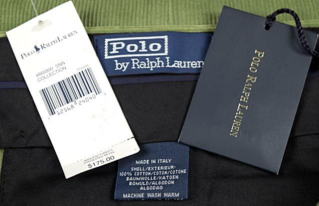 POLO RALPH LAUREN Green Cotton Corduroy Pants Italy  