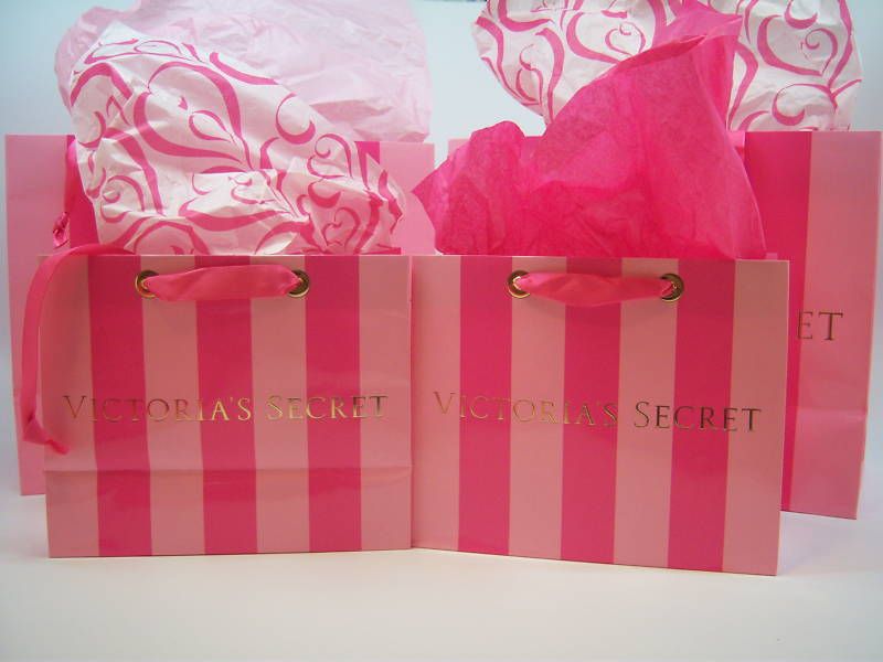 VICTORIASECRET STRIPE GIFT BAG W/ FREE TISSUES MEDIUM  