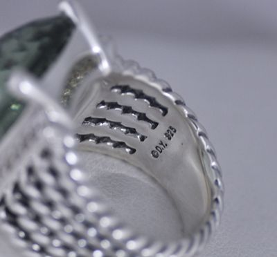 David Yurman 20x15MM Prasiolite Wheaton SS Ring  