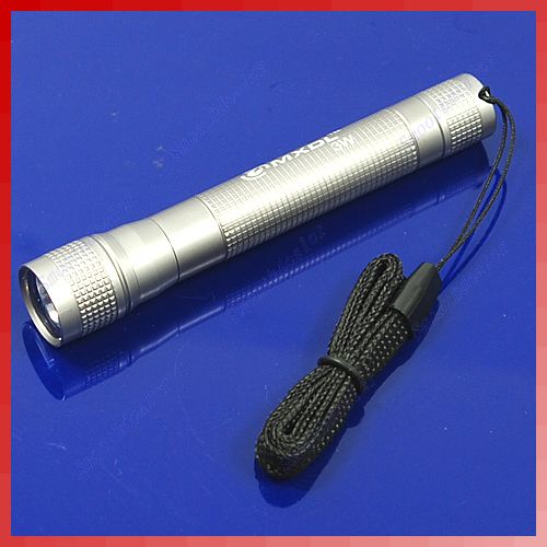 Aluminum Alloy 3W Flashlight Torch With Hand Strap Grey  