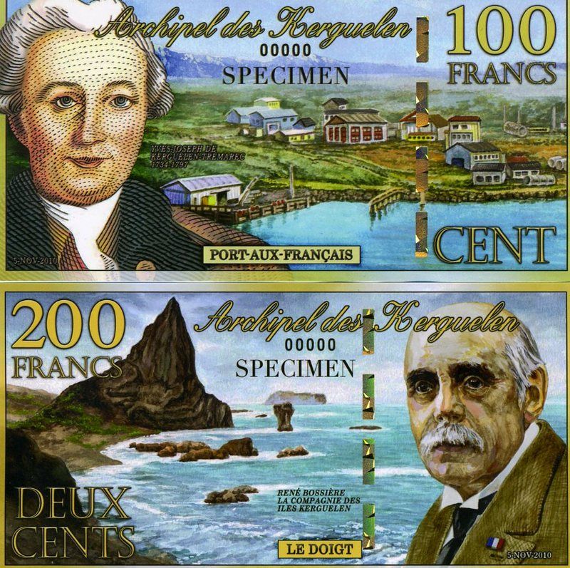 SPECIMEN SET Kerguelen Island 100;200 2010, POLYMER UNC  