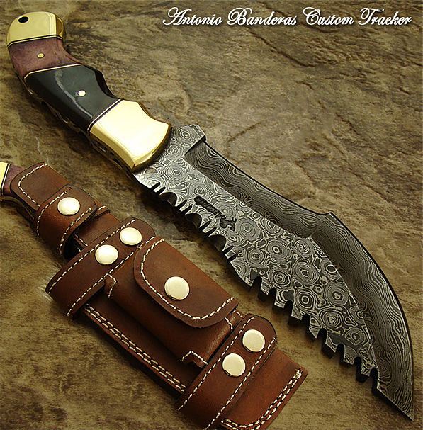 Antonio Banderas 1 OF A KIND CUSTOM BUSHCRAFT DAMASCUS TRACKER KNIFE 