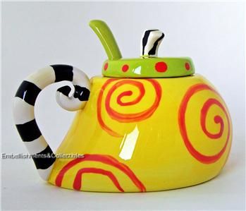 Sugar Bowl + Spoon Jester Ceramic Hndptd Emmenegger NEW  