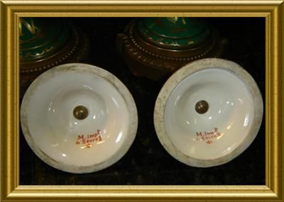 ANTIQUE SEVRES Napoleon S, Josephine Portrait Pair Urns  