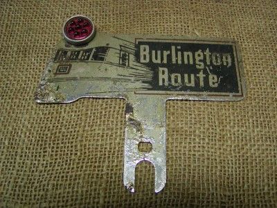 Vintage Burlington Route Railroad Sign Antique Tag RARE  