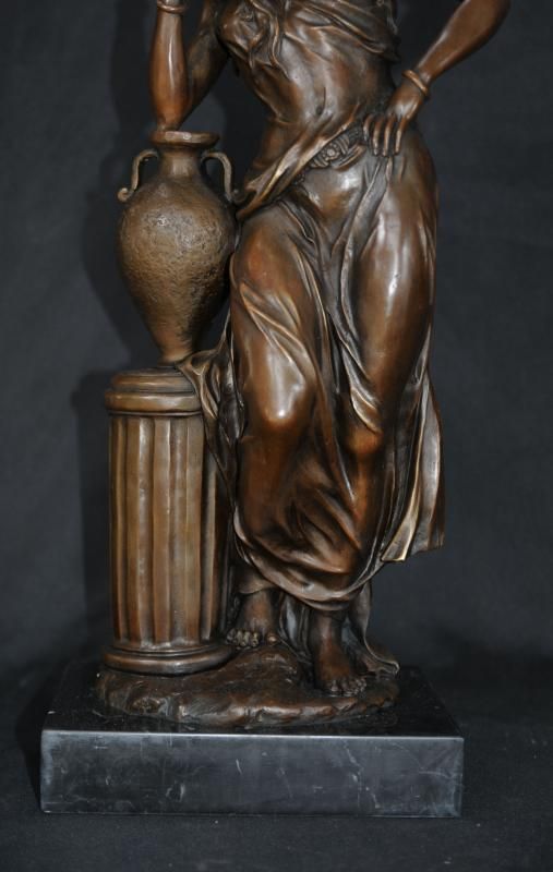 Italian Bronze Maiden Statue Signed Picanult Classic  