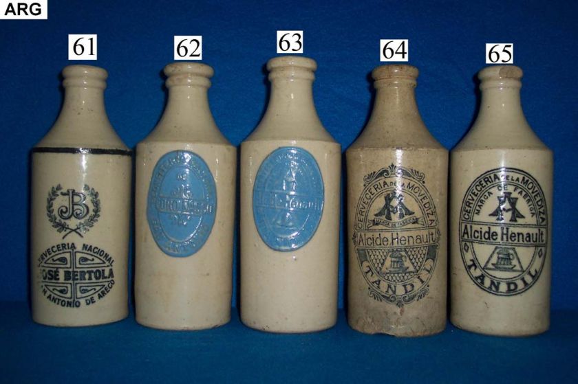 COLLECTION 71 POTTERY ARGENTINA BEER BOTTLES STONEWARE  