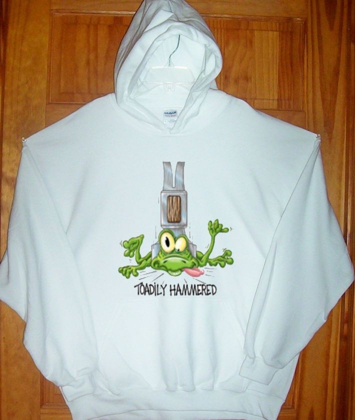   Hoodie  TOADILLY HAMMERED  Sz SM   5XL GR8 For Frog Lovers  